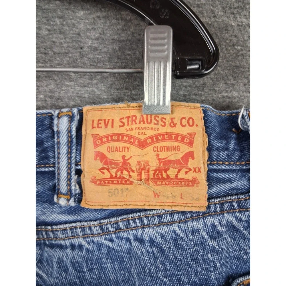 Levis Jeans Mens‎ 40x27 Blue Denim 501 USA Faded Button Fly Suspender